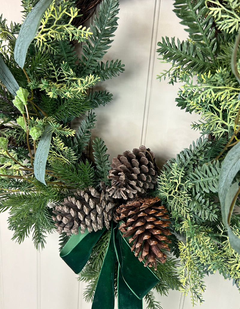 Pine Foliage Bow Wreath 60cm