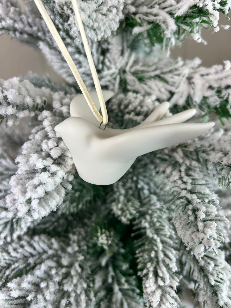 Matt White Swallow Hanging bird Decoration