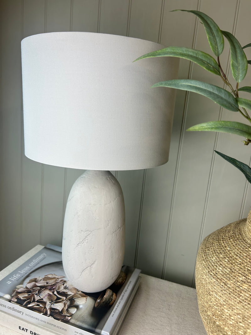 Erika Textured Ceramic Lamp with Shade cement look