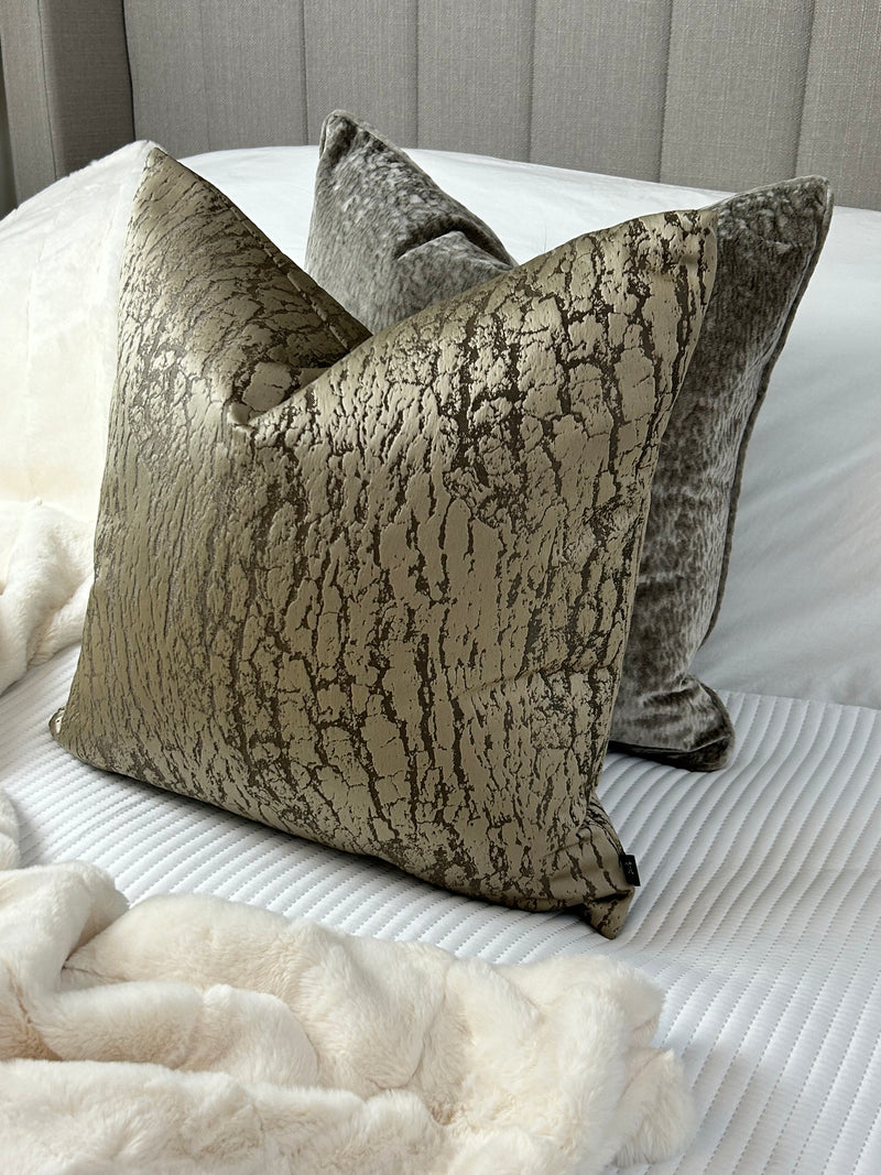 Gold Foil Print Textured Cushion 50cm