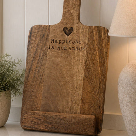 Happiness is homemade wooden recipe stand 27cm