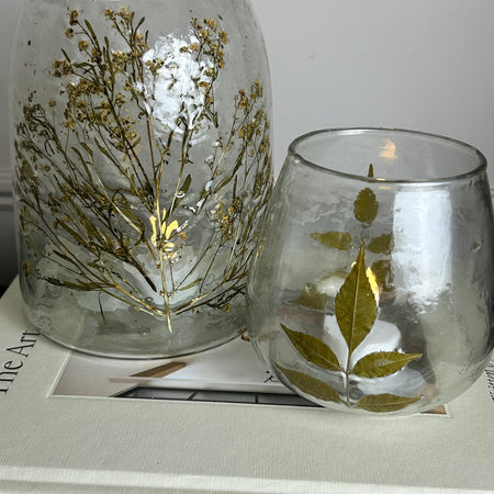 Dried flower recycled glass vase 17cm