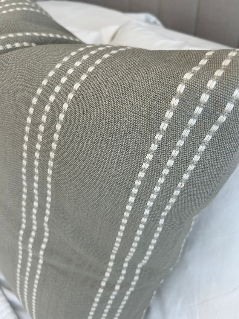 Taupe Stab Stitch Linen 50cm Cushion