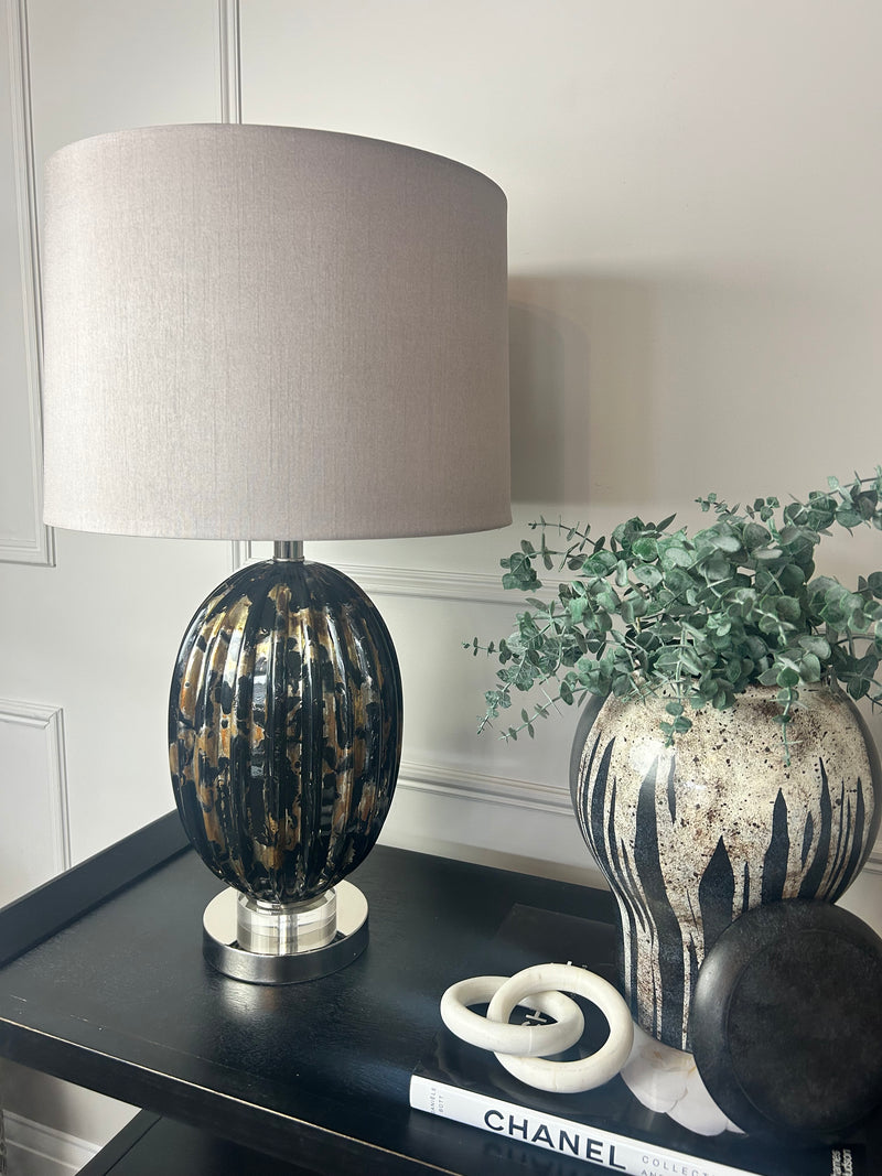 Darcy stone rustic lamp with linen shade