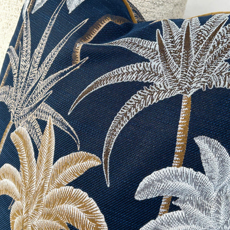 Galapagos Cushion navy palm leaf 50cm