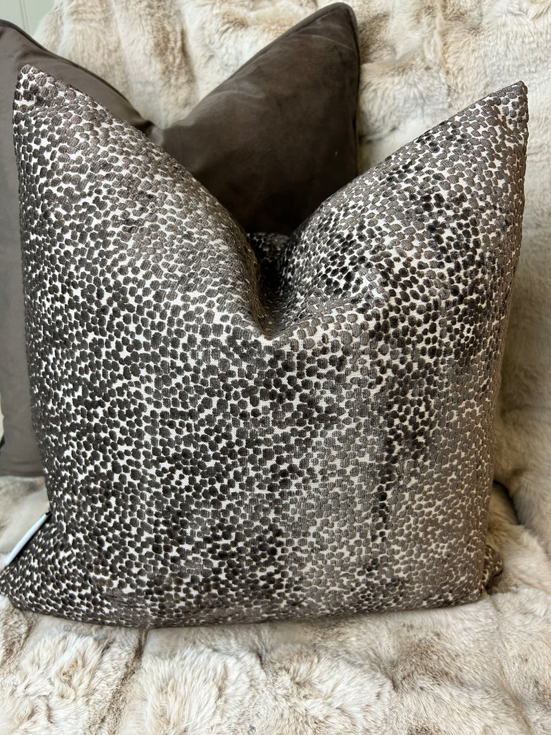 Chocolate Brown textured Bingham dot cushion 43cm