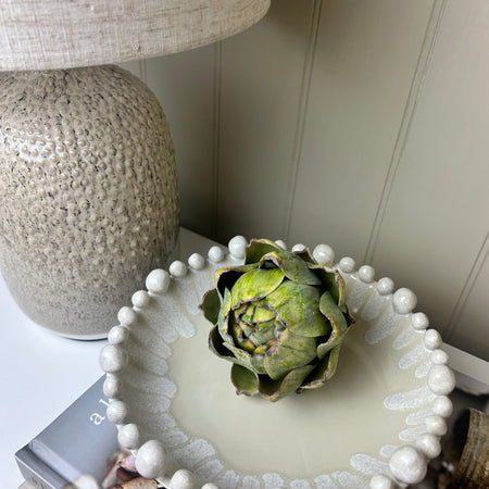 White ceramic dripped effect bobble bowl
