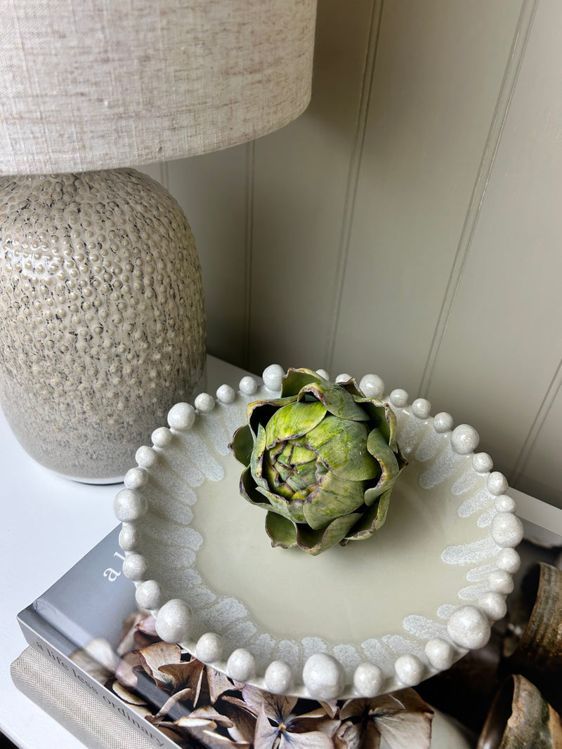 White ceramic dripped effect bobble bowl