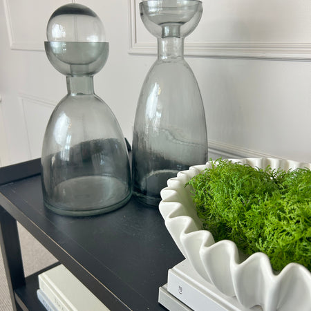 Grey glass bottle with round lid 2 sizes