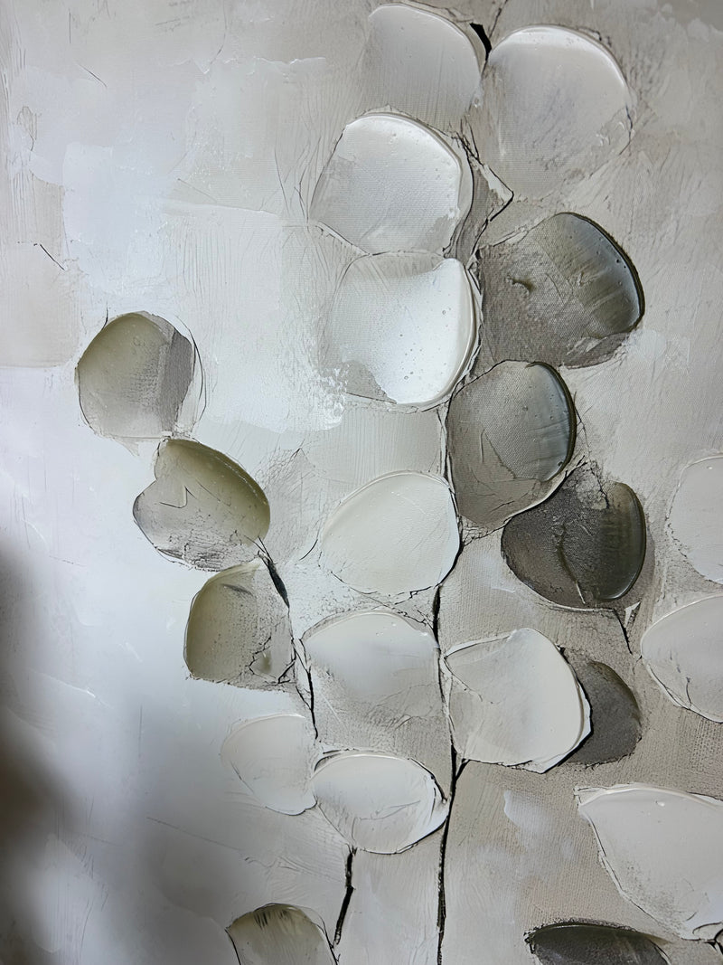 Mistora leaf eucalyptus stem floral hand painted picture framed art 80x80