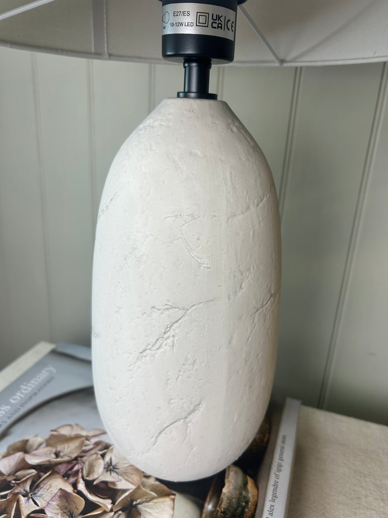 Erika Textured Ceramic Lamp with Shade cement look
