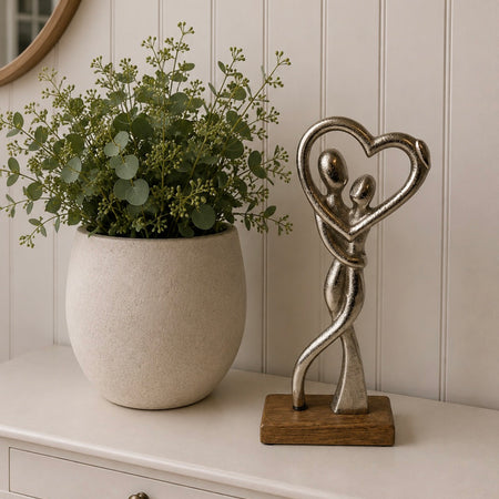 Couple in love heart metal wood ornament 25cm