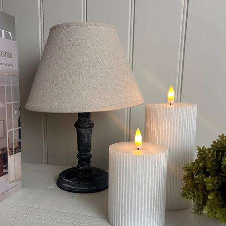 Small charcoal black distressed lamp with shade