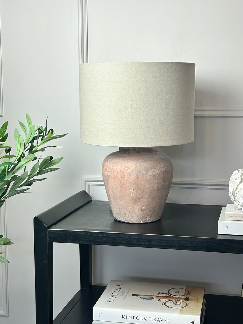 Siena rustic brown table lamp linen shade