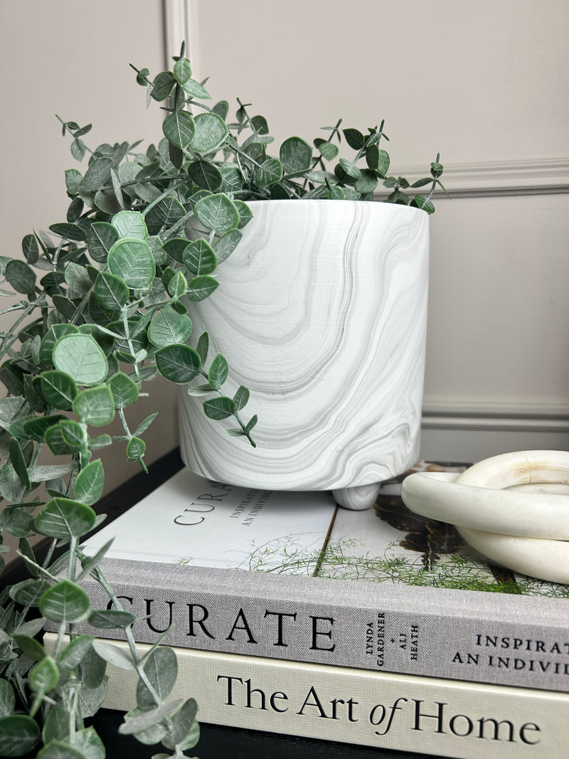 Large Chunky marble plant pot on feet