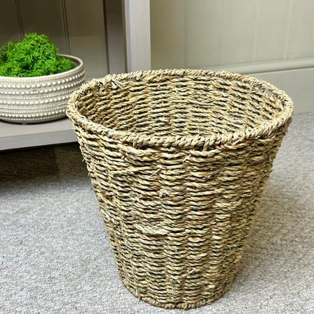 Seagrass woven waste paper bin basket