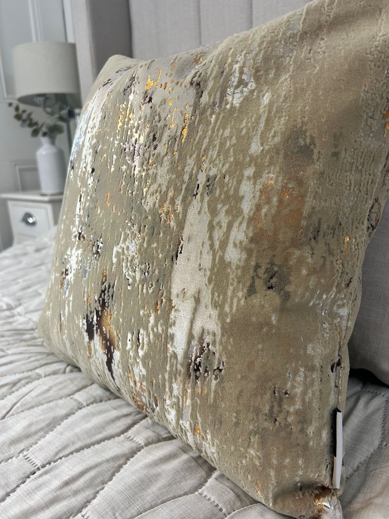 Torcello Natural Taupe beige Bronze Gold Feather Cushion 45cm & 56cm