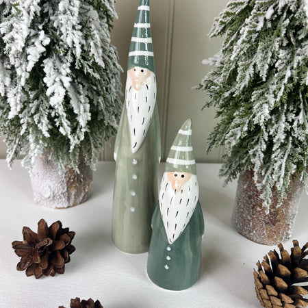 Green and white ceramic tall gonk, 2 Sizes