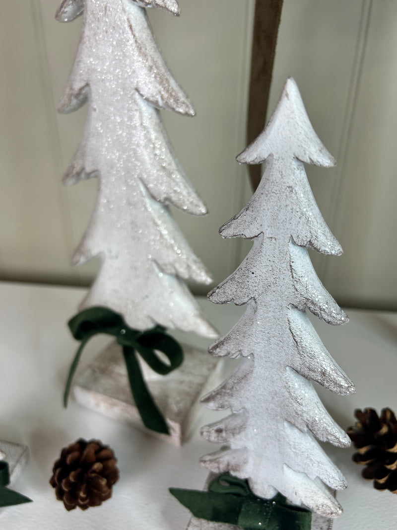 Snowy White Wash Standing Christmas trees, 3 Sizes
