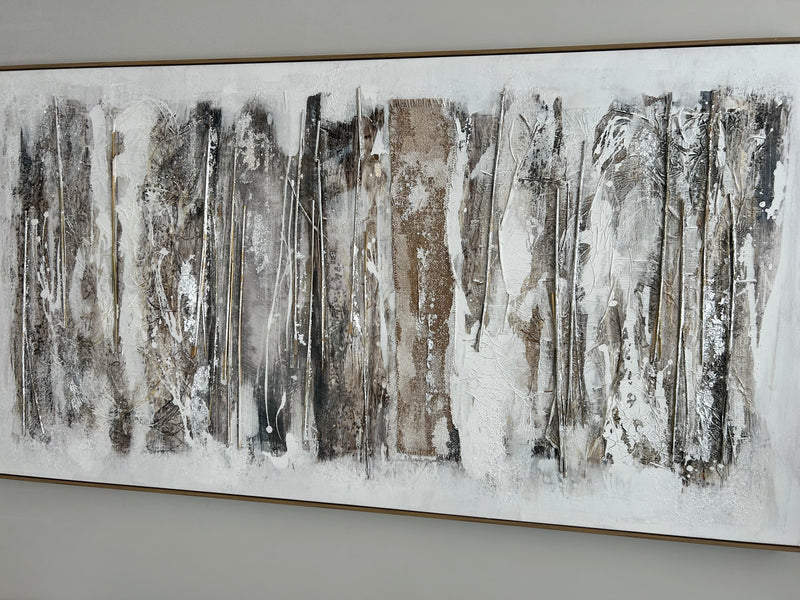 Hand painted finished wood framed canvas wall art 150cm by 80cm