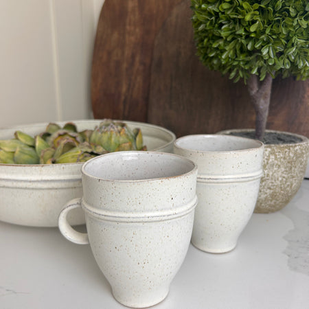 Set of 4 Two Tone Natural brown cream speckled Ceramic Mugs