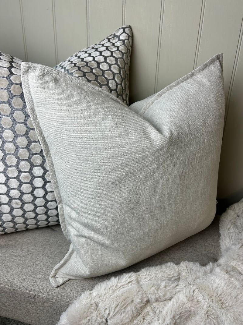 Heavy Linen Natural Mix Feather Filled luxe luxury cushion 45cm