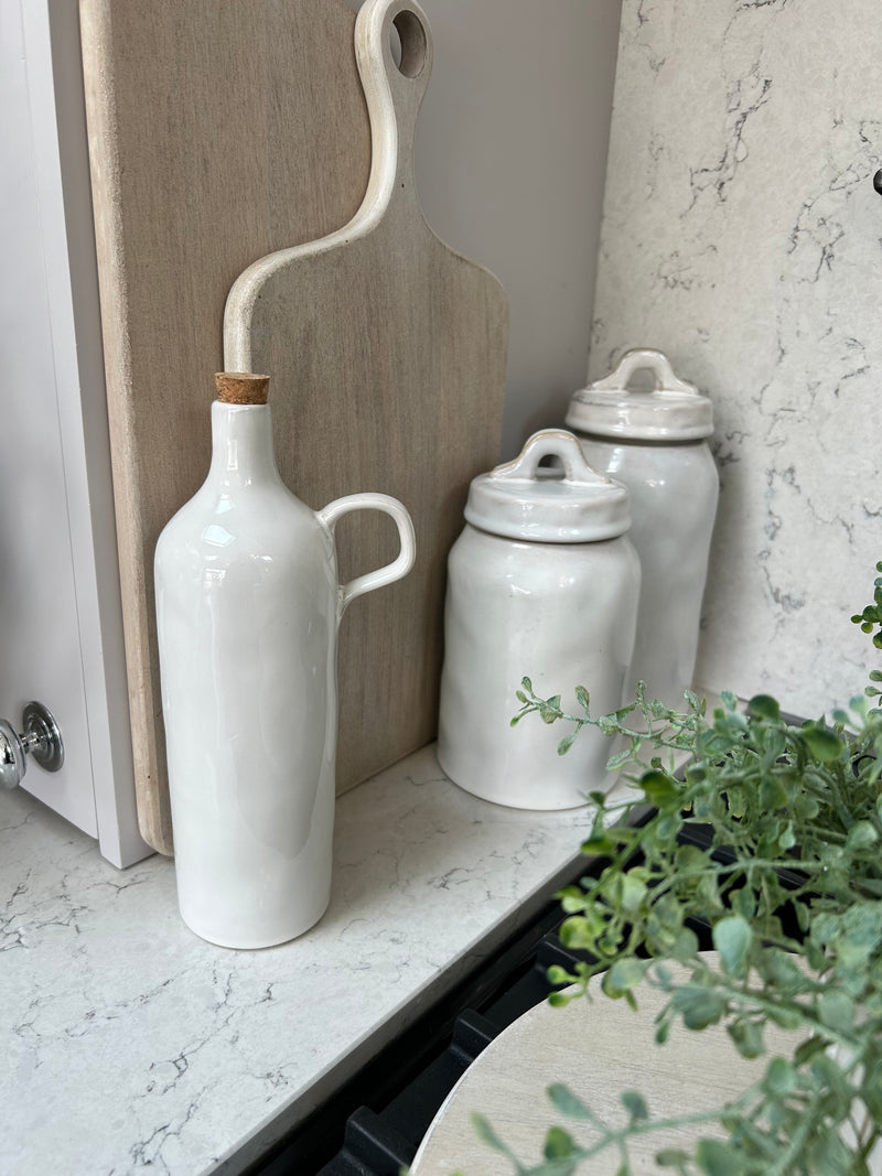 Ceramic white oil bottle