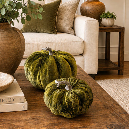 Dark green velvet pumpkin autumn 2 sizes
