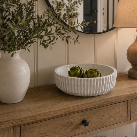 White Ceramic Bamboo Effect Bowl