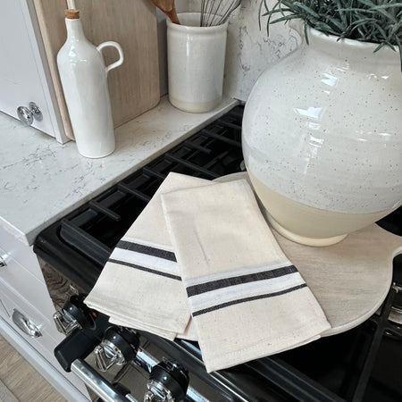 Set of two French tea towels black