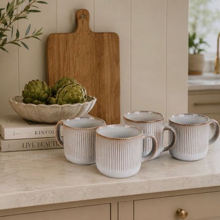 Set of 4 ribbed dune ombre mugs cups