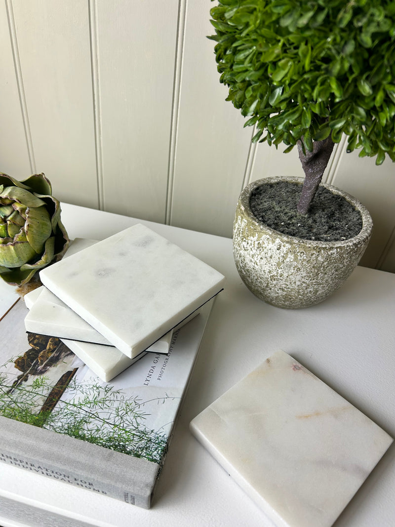 Set of 4 square solid marble coasters