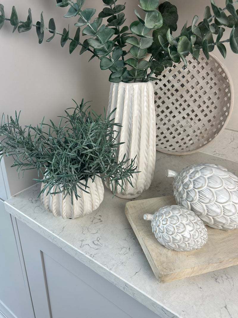 Osmington tall textured off white vase 28cm