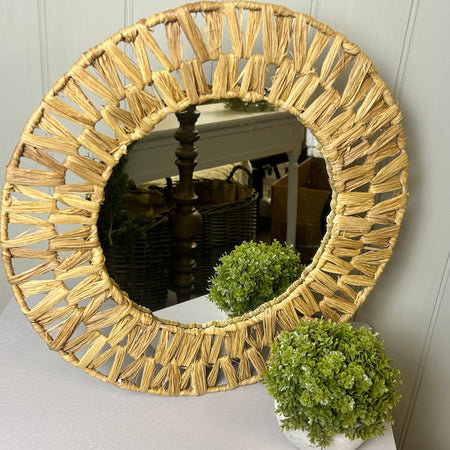 Rattan round woven mirror 40cm