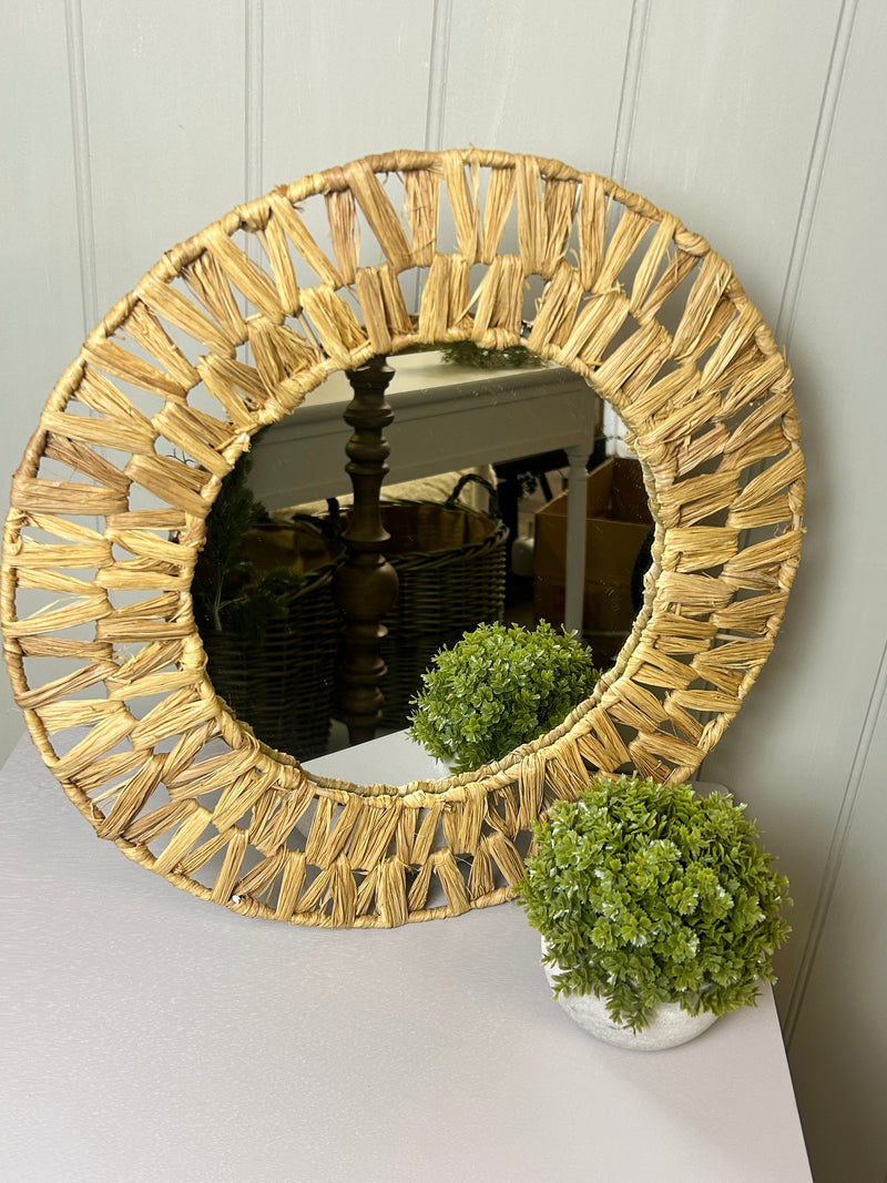 Rattan round woven mirror 40cm