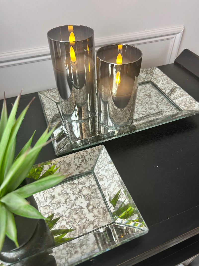 Aged glass trays two sizes
