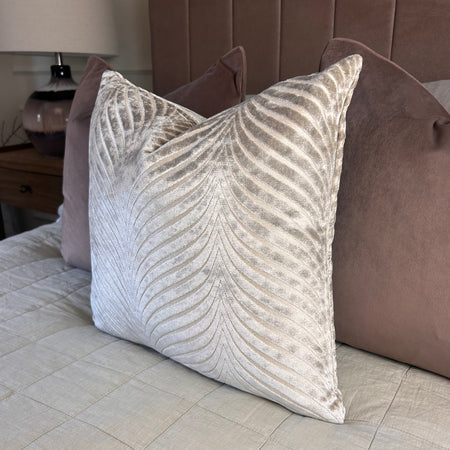 Rada Taupe Velvet Feather Filled Luxe Cushion 43cm