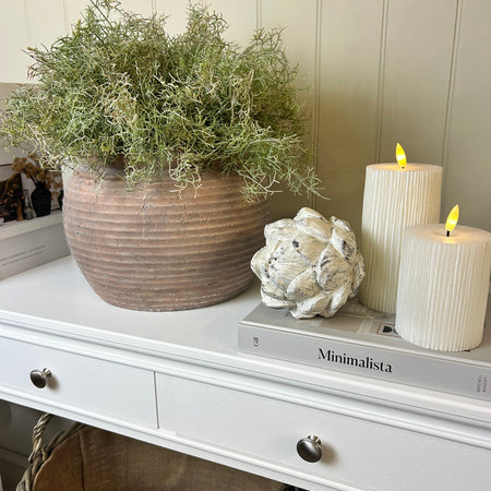 Brown rustic ribbed planter vase
