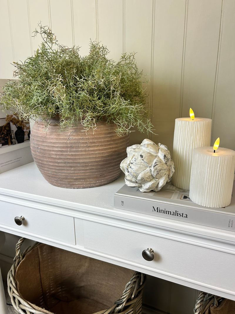 Brown rustic ribbed planter vase