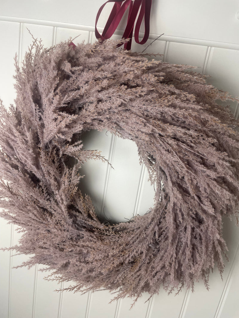 Flocked pampas wreath 55cm