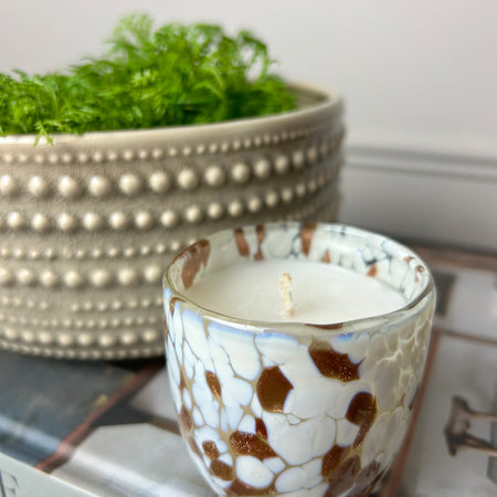 Confetti Effect gold white Glass scented Candle