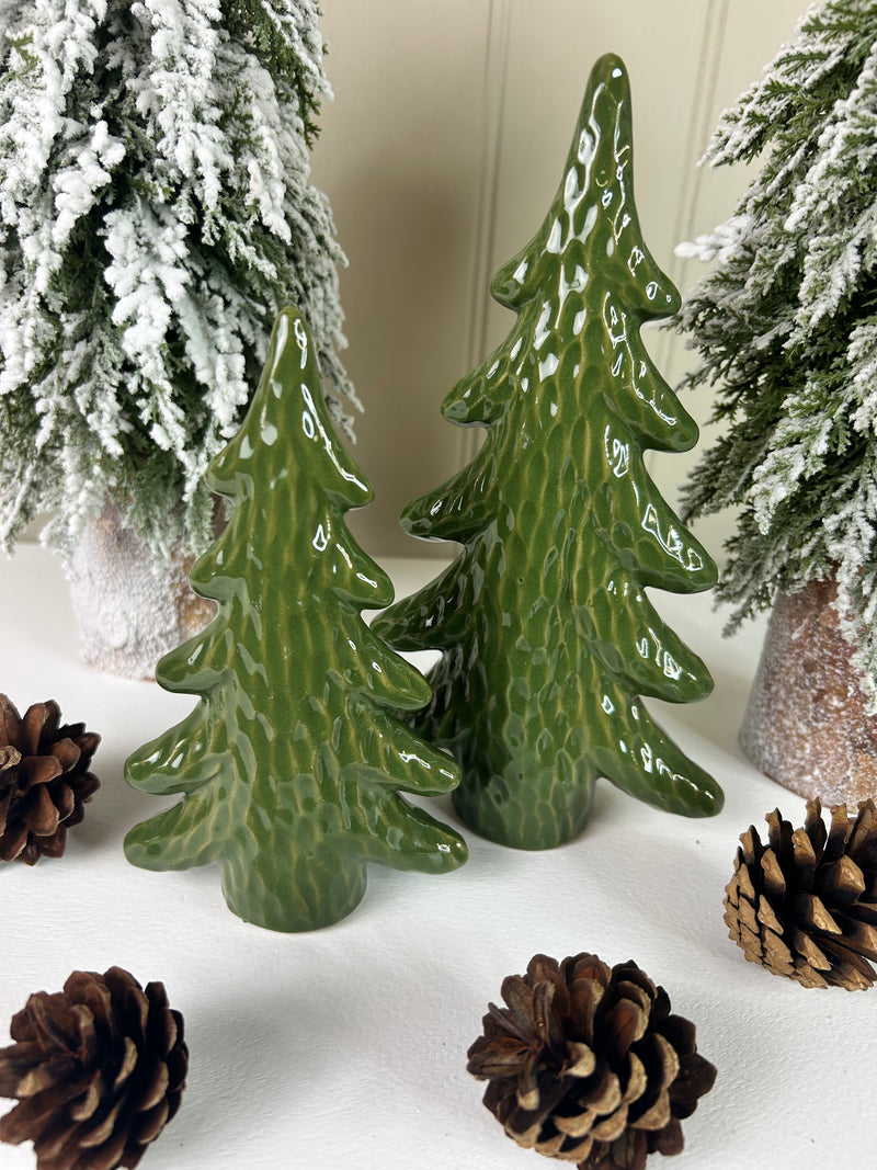 Green Dimpled Ceramic Christmas tree, 2 Sizes