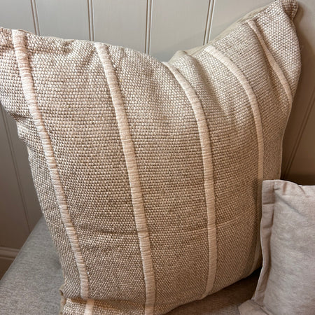 Natural Stripe Linen Cushion beige stone 50cm