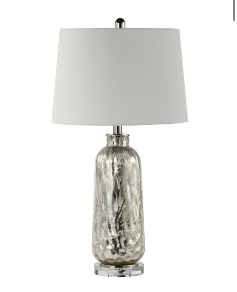 Silver champagne textured lamp with shade