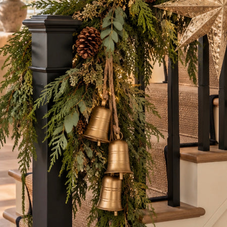 Large 3 gold hanging bells 65cm