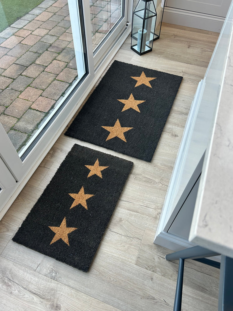 3 star doormat rug coir charcoal 2 sizes