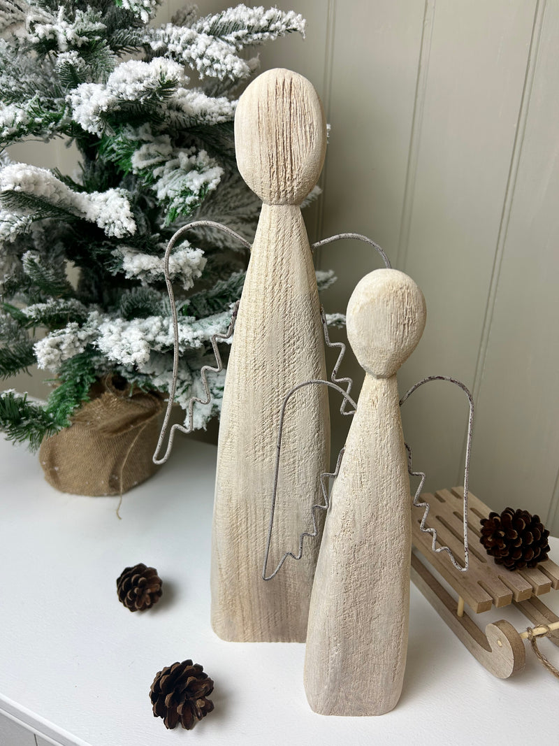 Wood and metal tall standing angel 2 sizes