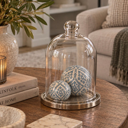 Glass cloche with chrome base