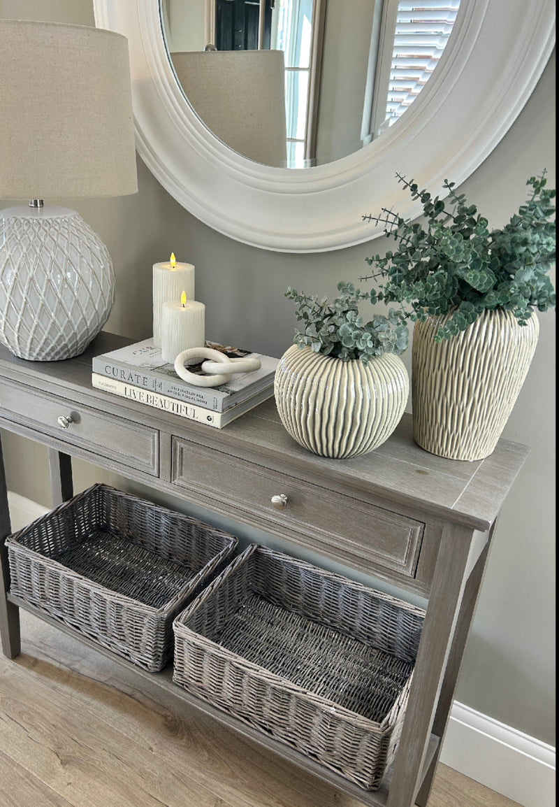 Ribbed tall chunky fleck vase neutral