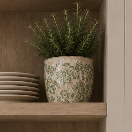 Green traditional rustic glaze plant pot